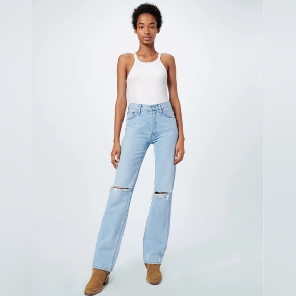 Re/done 90S HIGH RISE LOOSE, BLUE HAZE  Size 29 dark and light color - Picture 2 of 15